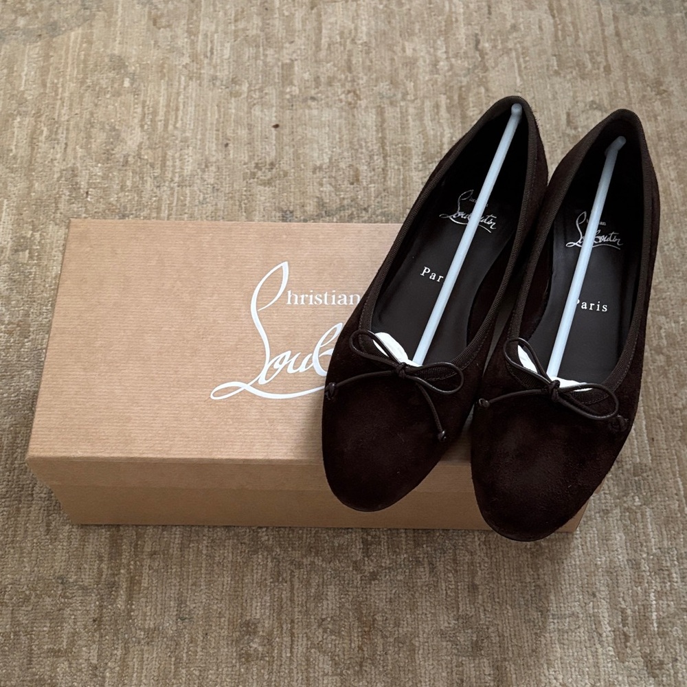 Christian Louboutin Dark Brown Suede Flats